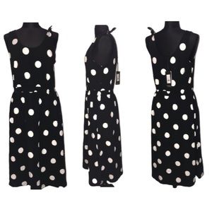Who what wear Black & White Polka Dot Dress NWT